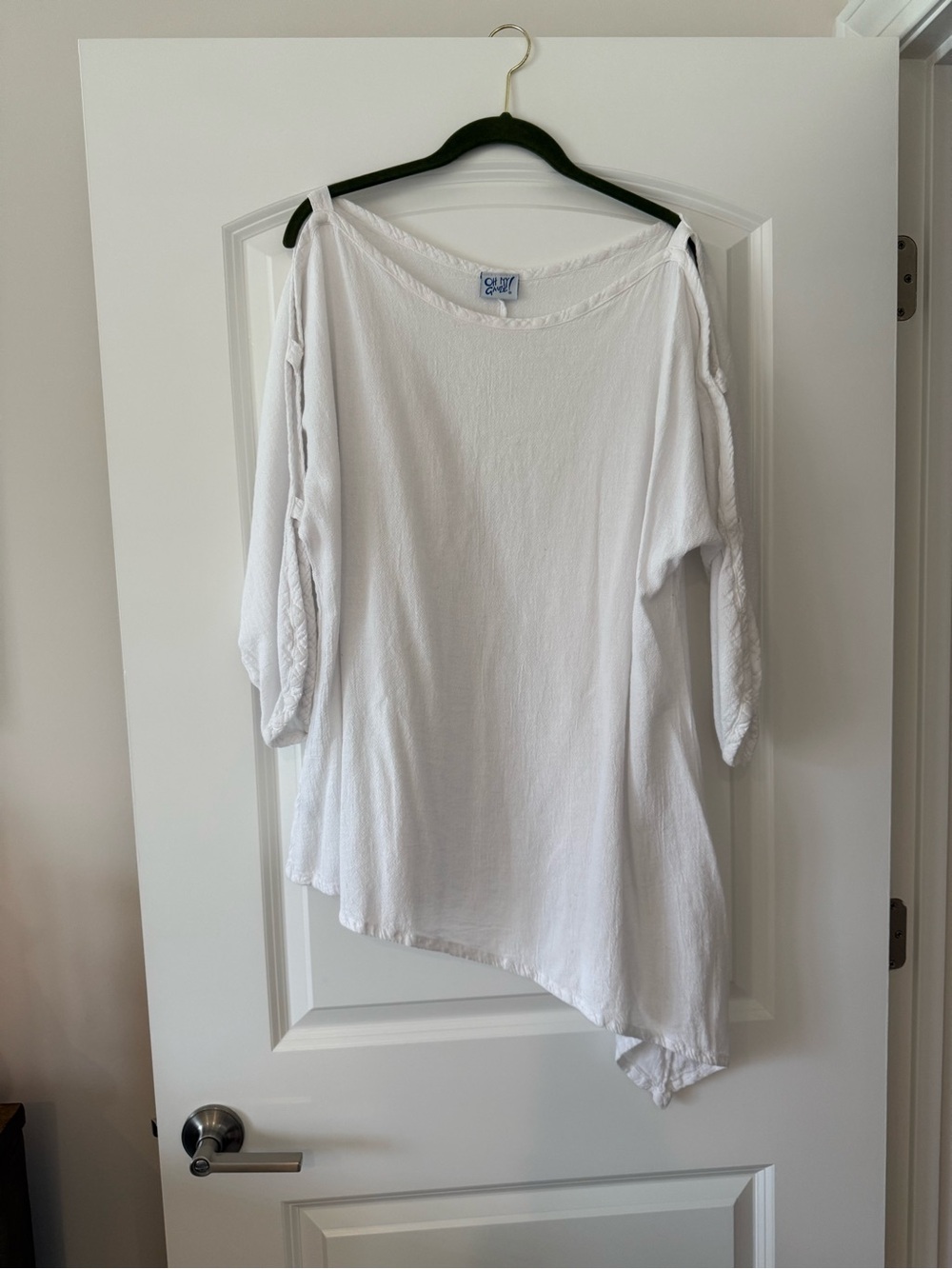 Oh My Gauze White Cold Shoulder Asymmetrical Gauze Tunic Cover-up Size S/M